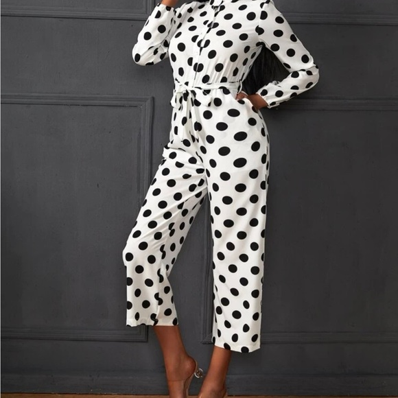 (NWOT) Polka dot belted jumpsuit - Picture 5 of 6